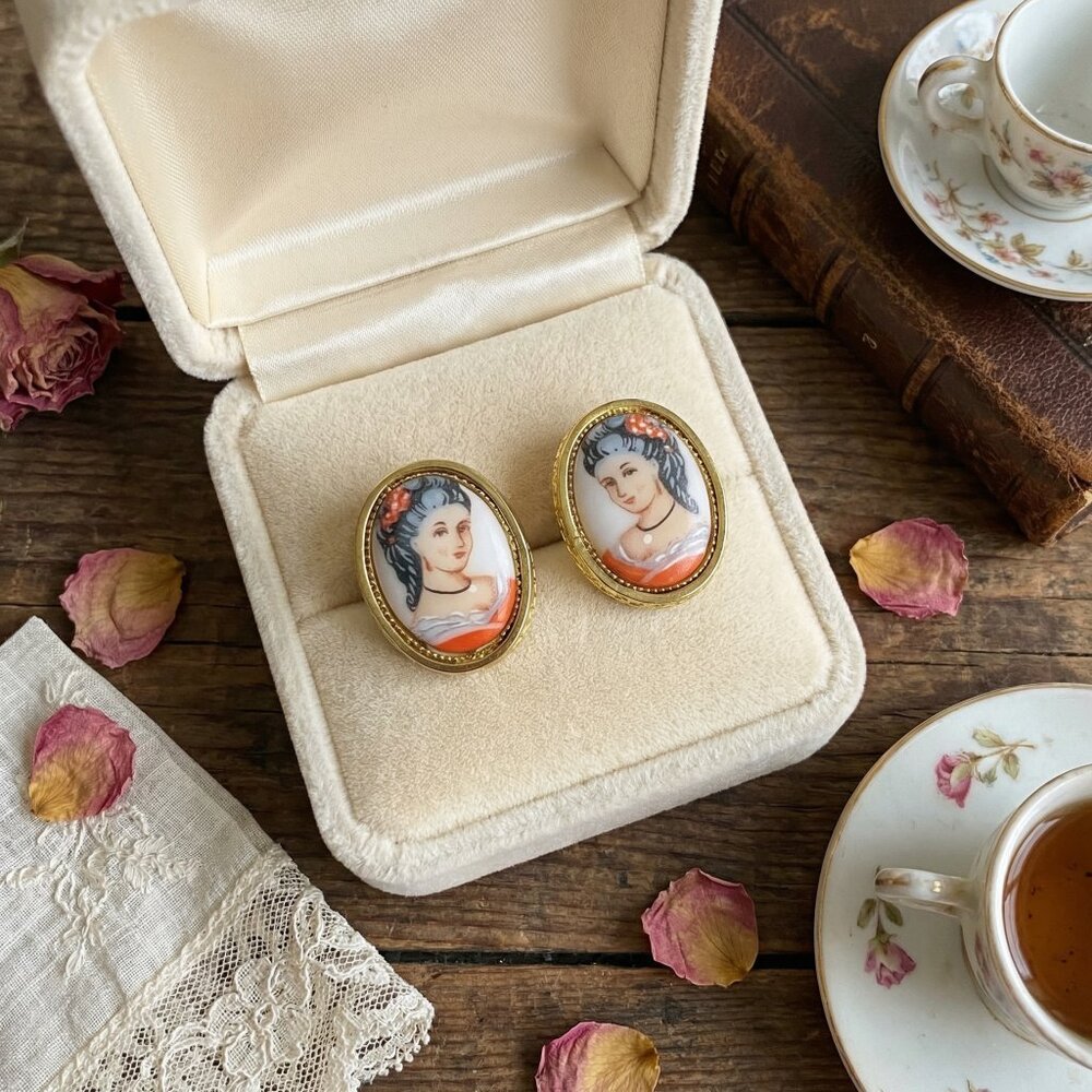 Vintage Limoges France Earrings | Elegant Mid-Century Clip-On Jewelry